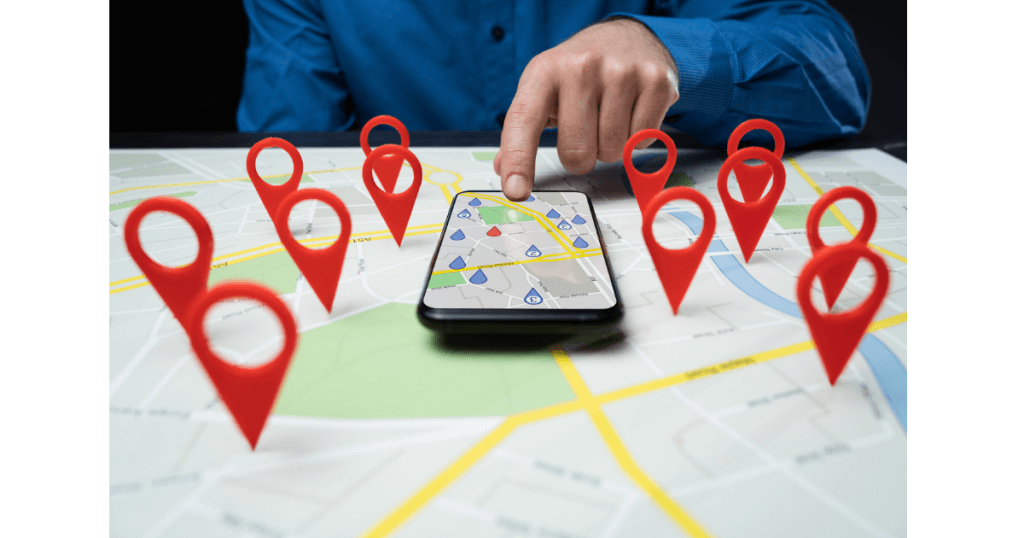 Local SEO pins on map