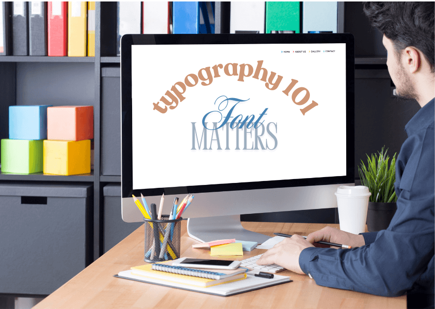 computer monitor showing different types of font